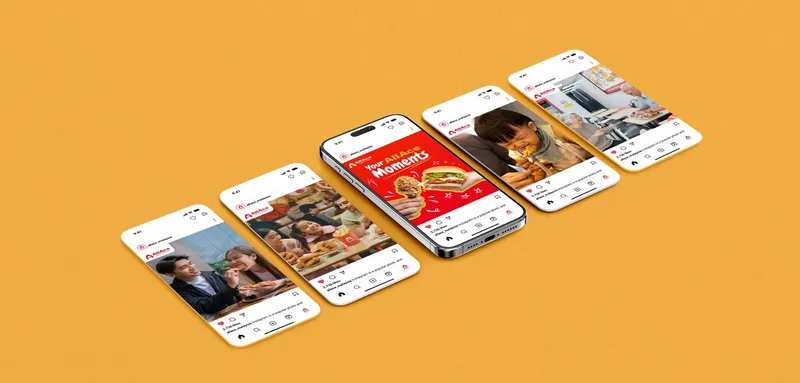 AllAce social media posts across five Instagram phone mockups on an orange background