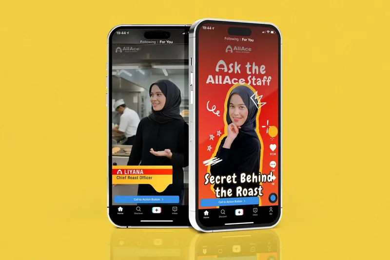 AllAce 'Ask the AllAce Staff' TikTok videos featuring a staff member, shown on two phones
