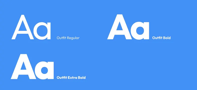 Promo Picasso rebrand typography specimen in Outfit Regular, Bold and Extra Bold