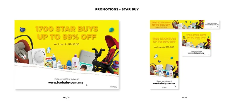 TCE Baby Expo Star Buy promotion ads up to 99% off in social and display sizes